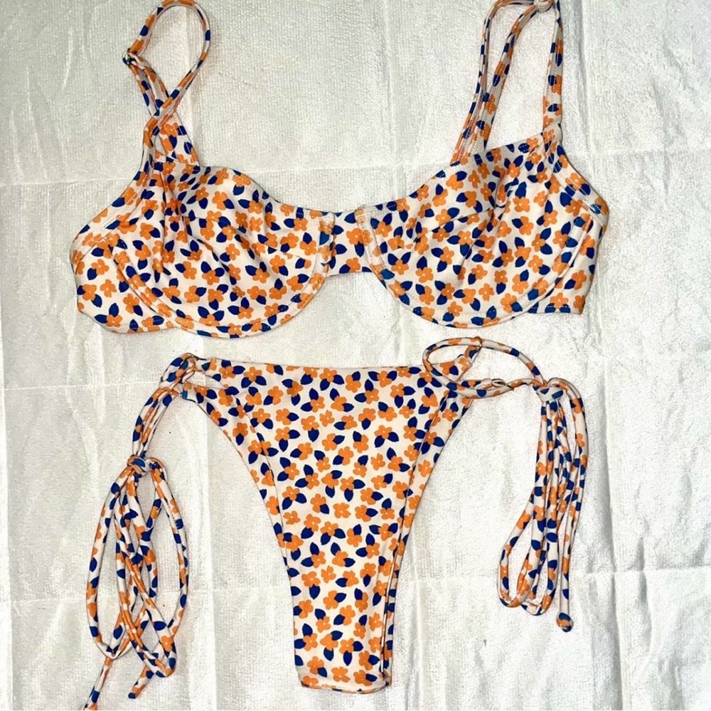 Frankie's Bikinis Orange and Blue Patterned Bikini